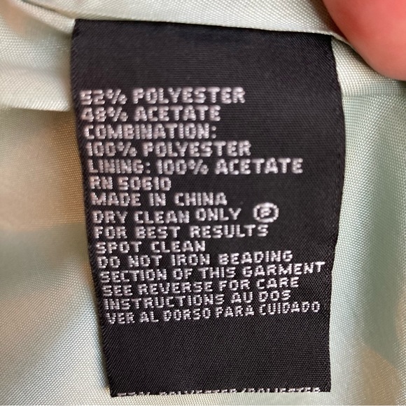 Albert Nipon Evening mint green blazer jacket with floral pearl embroidery - Picture 10 of 14